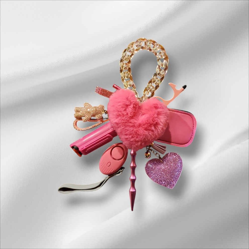 Pink Heart Keychain Accessory